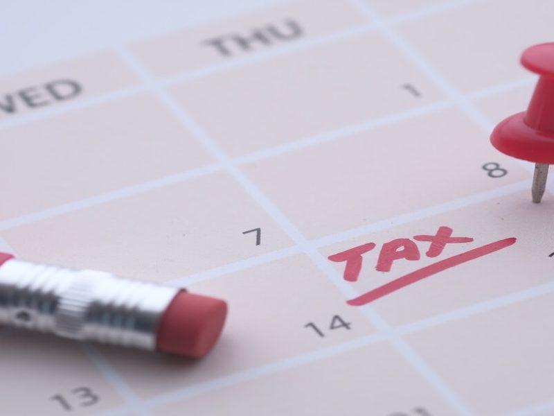 calendar highlighting a tax reminder date