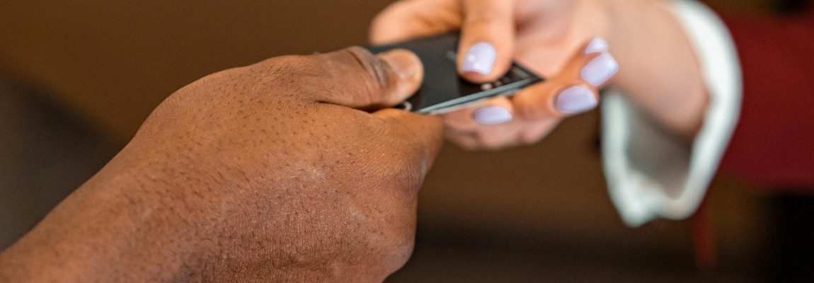 paying by passing card and reciept with wallet